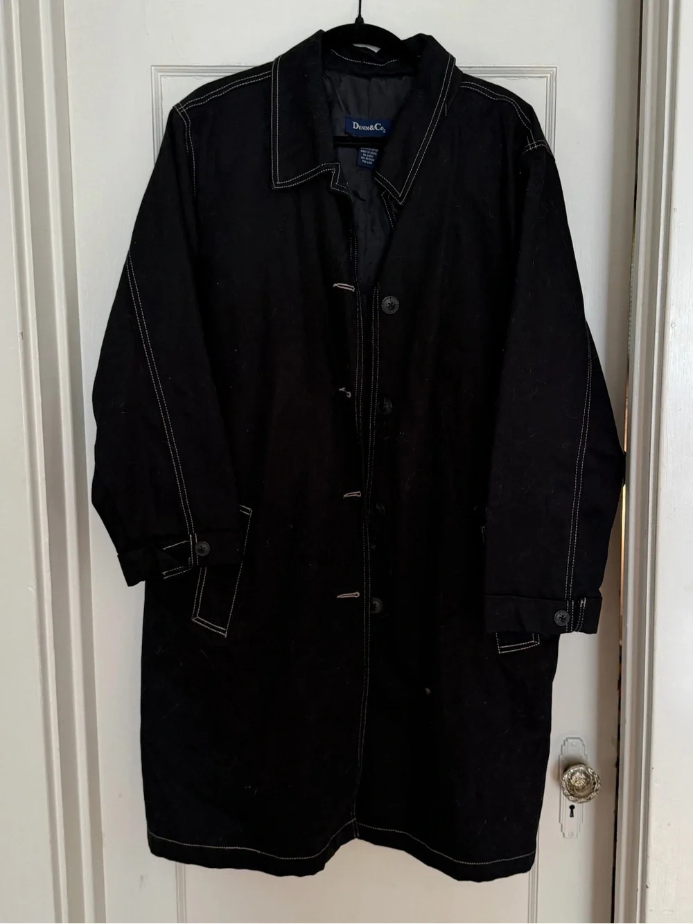 Denim&Co black denim trench/car coat